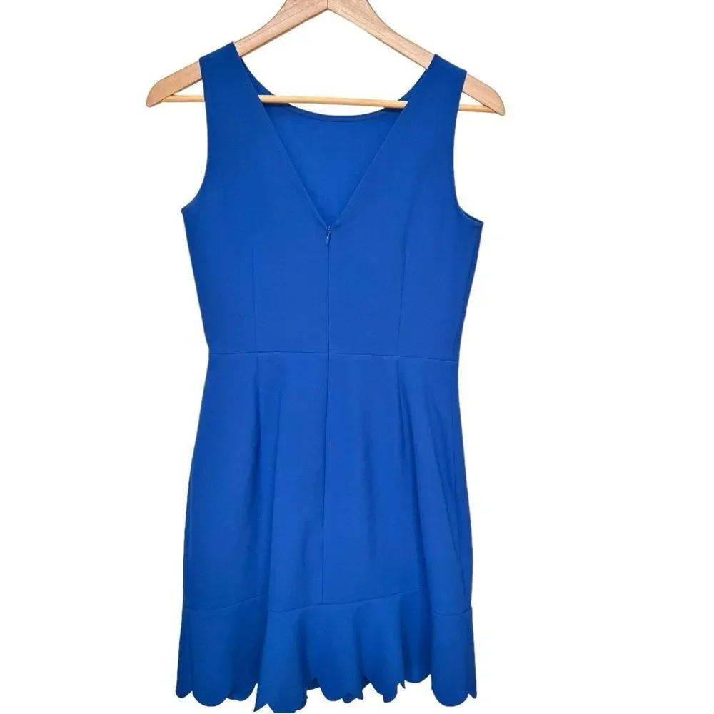 J. Crew Factory Sleeveless Blue Scallop Hem V-Back Elegant Cocktail Dress. 0.